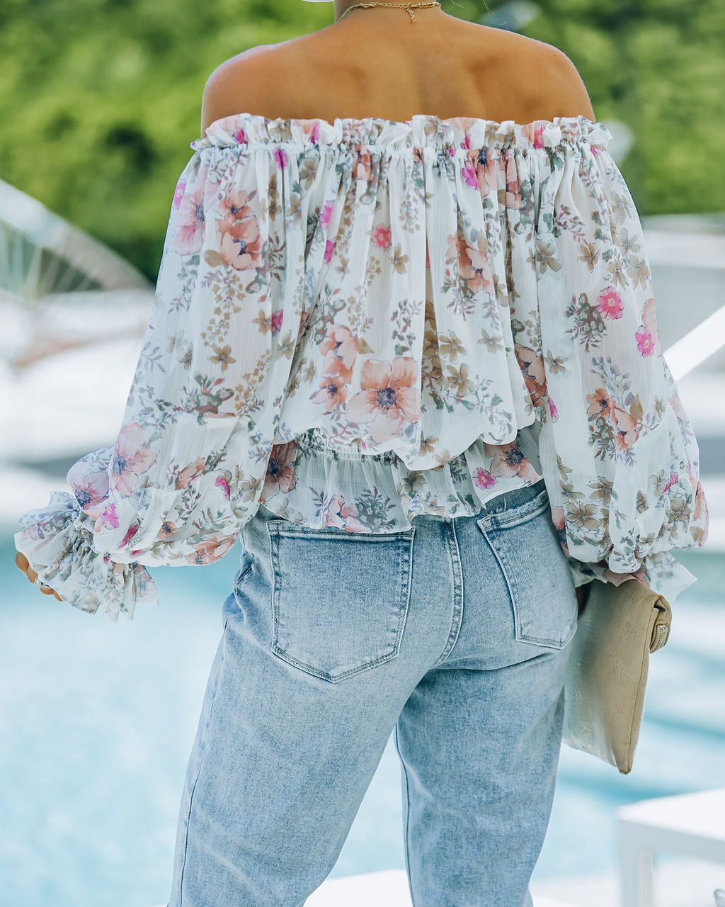 Ria Floral Chiffon Off The Shoulder Blouse - FINAL SALE sold by Vici product image thumbnail 2
