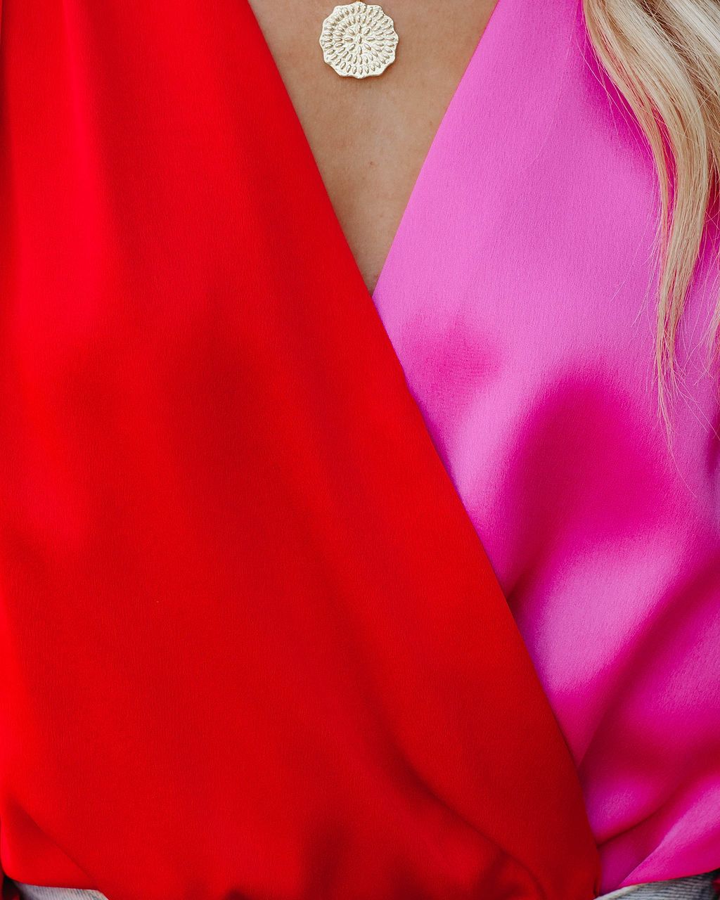 Two Sides Satin Drape Bodysuit - Red Fuchsia - SALE sold by Vici product image thumbnail 4