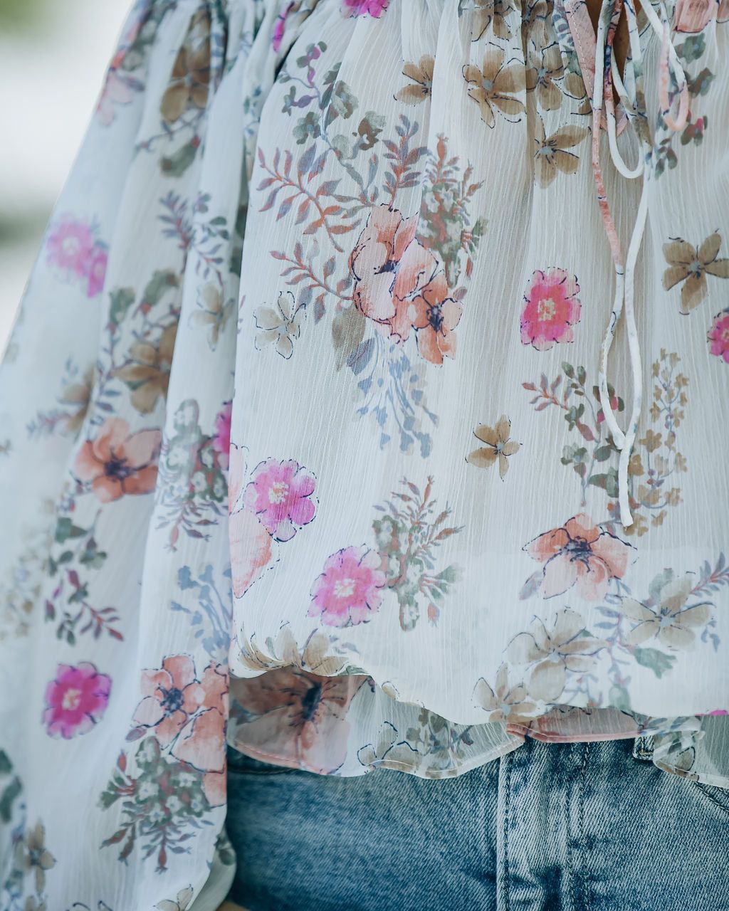 Ria Floral Chiffon Off The Shoulder Blouse - FINAL SALE sold by Vici product image thumbnail 4