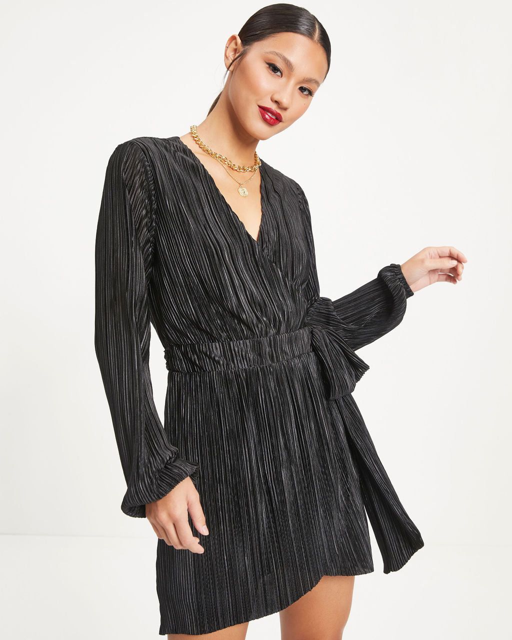 Beyond Imagination Plisse Wrap Mini Dress sold by Vici product image thumbnail 5