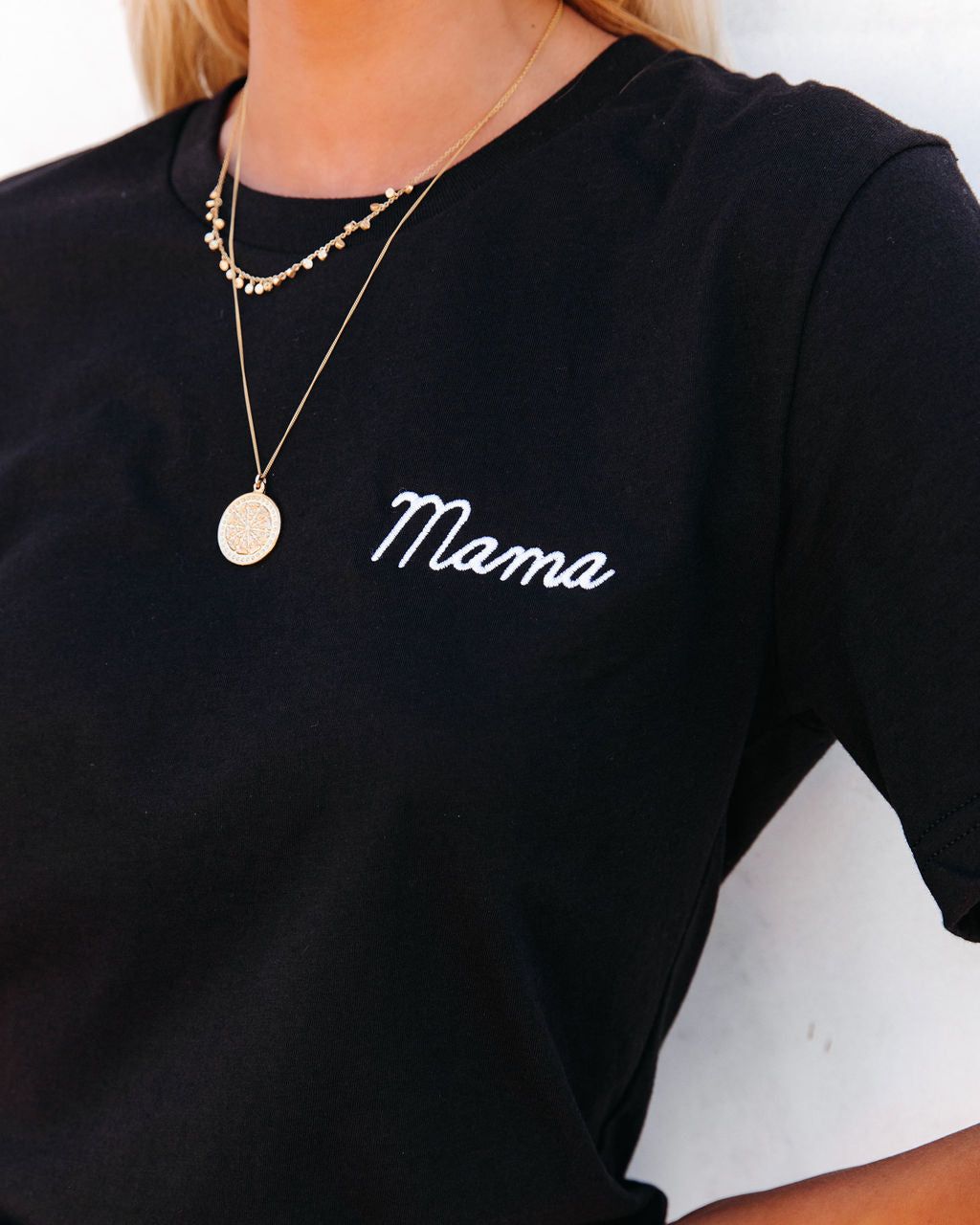 Embroidered Mama Cotton Blend Tee - FINAL SALE sold by Vici product image thumbnail 4