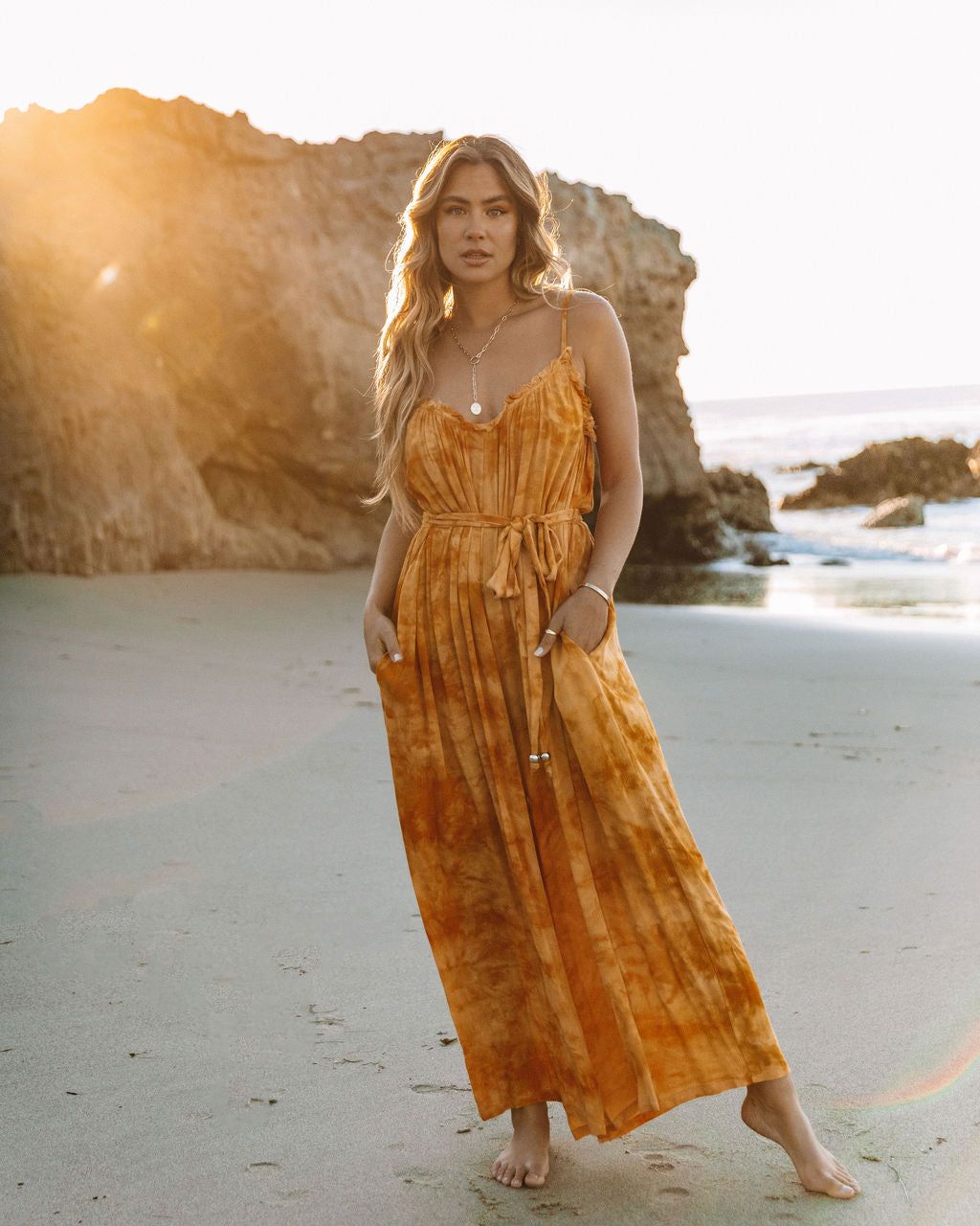 Rosally Pocketed Tie Dye Jumpsuit - Sunflower - FINAL SALE sold by Vici