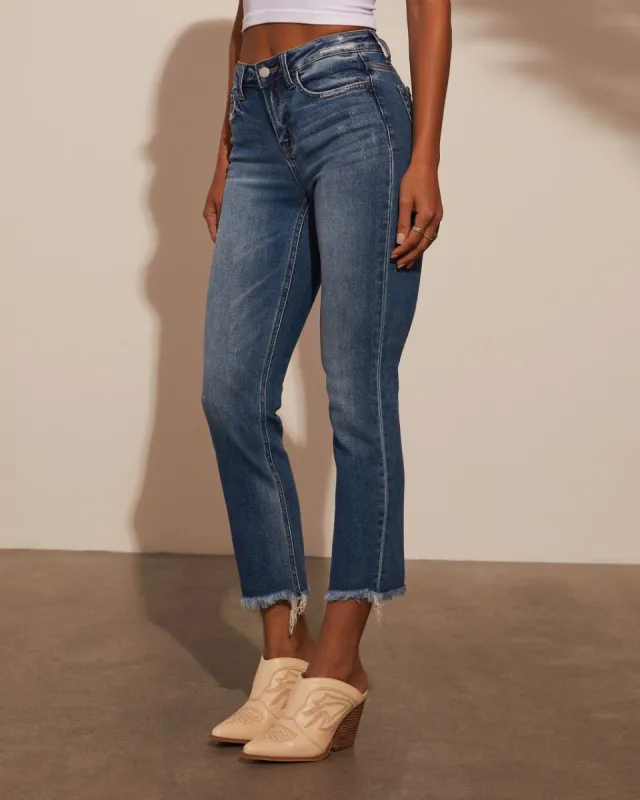 Collins Mid Rise Crop Slim Straight Jeans sold by Vici