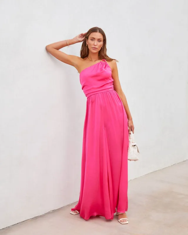 Taliyah Satin One Shoulder Wide Leg Jumpsuit made by Vici