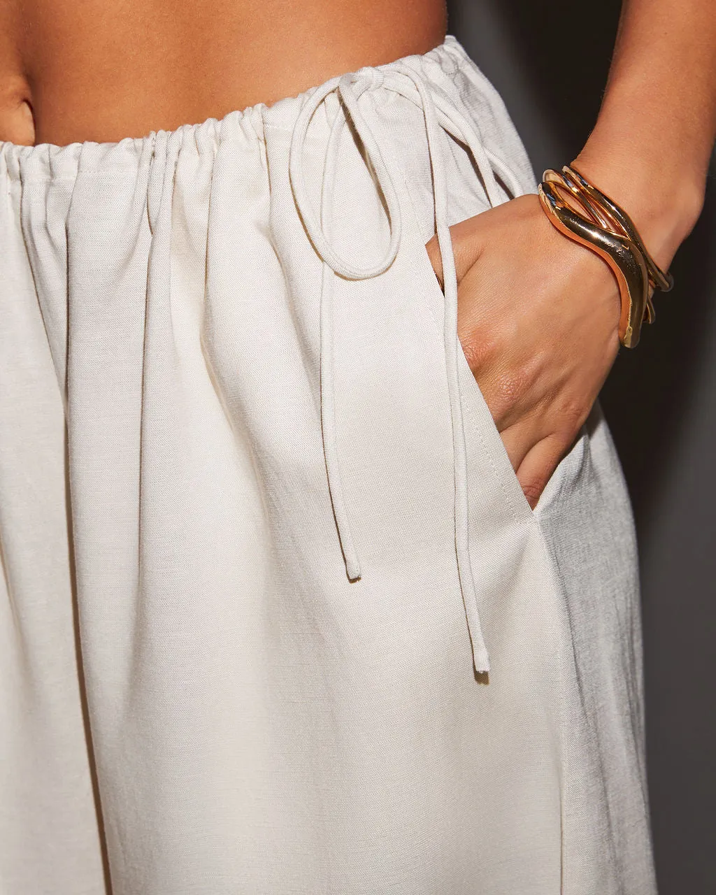 Nora Linen Side Tie Relaxed Pants sold by Vici product image thumbnail 5