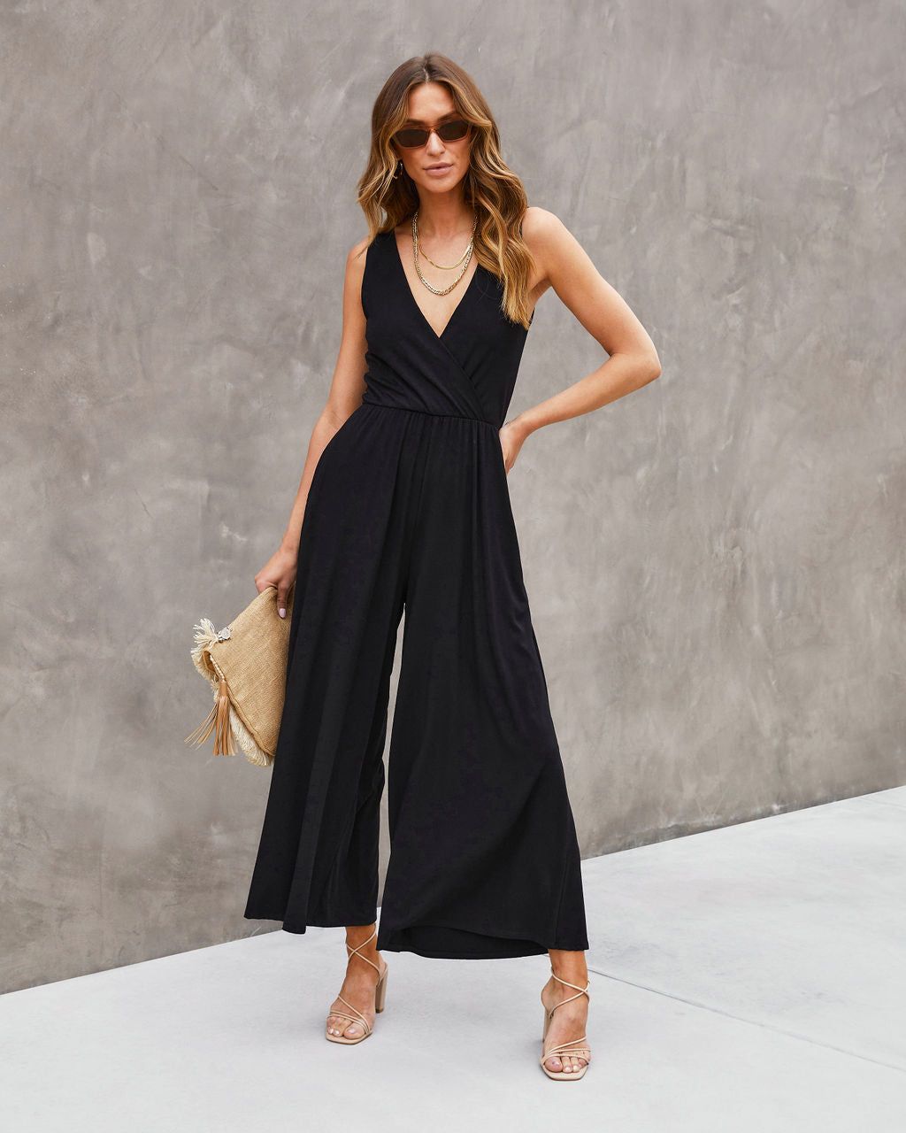 Daphne Pocketed Wide Leg Jumpsuit - Black - FINAL SALE sold by Vici