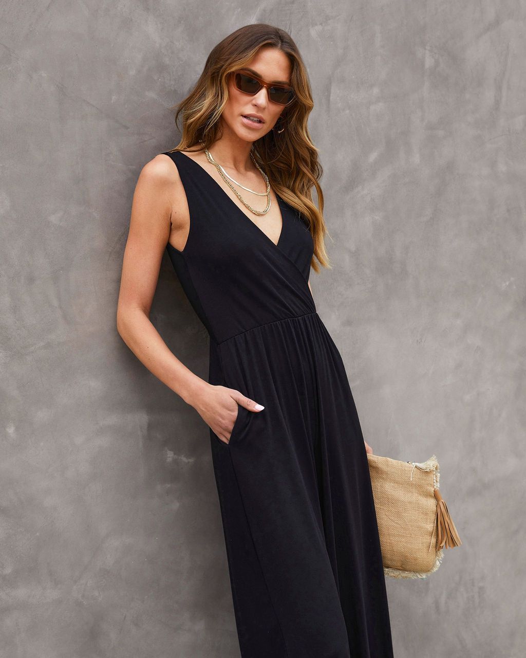 Daphne Pocketed Wide Leg Jumpsuit - Black - FINAL SALE sold by Vici product image thumbnail 6