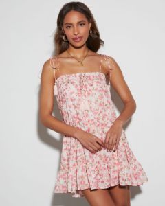 Lucianna Floral Babydoll Mini Dress sold by Vici