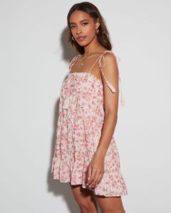 Lucianna Floral Babydoll Mini Dress sold by Vici