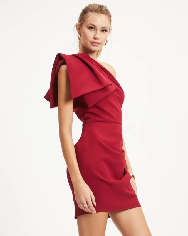 Always Wanted One Shoulder Drape Mini Dress sold by Vici