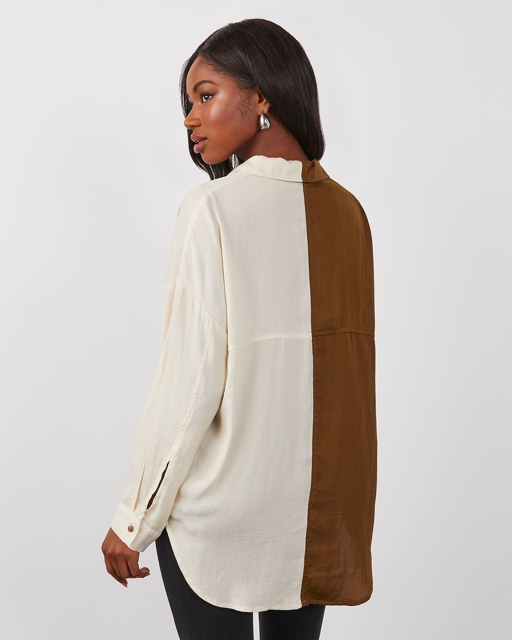 Bridgette Colorblock Satin Button Down Top sold by Vici product image thumbnail 4