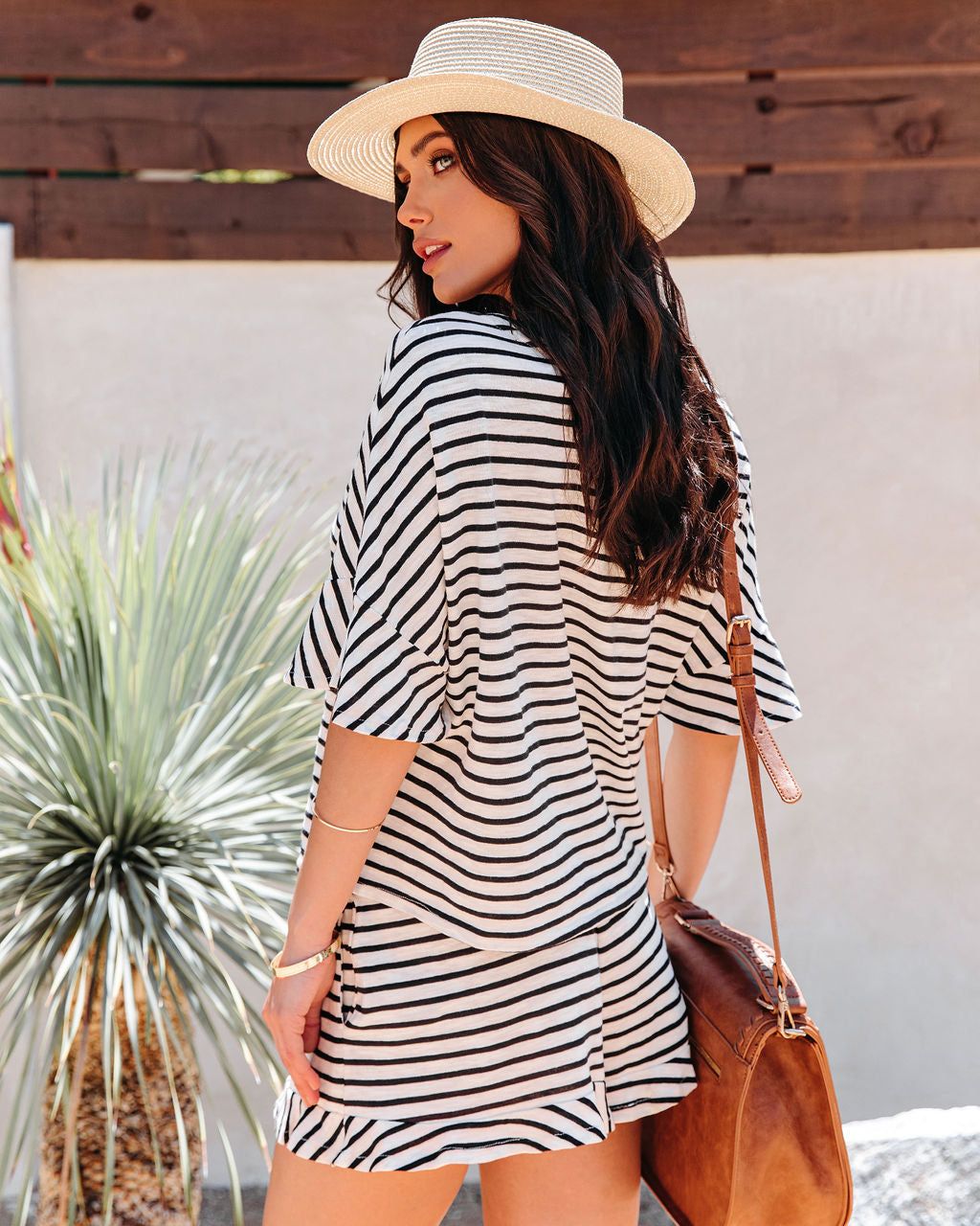 Maxanne Cotton Striped Ruffle Top - Black - FINAL SALE sold by Vici product image thumbnail 2