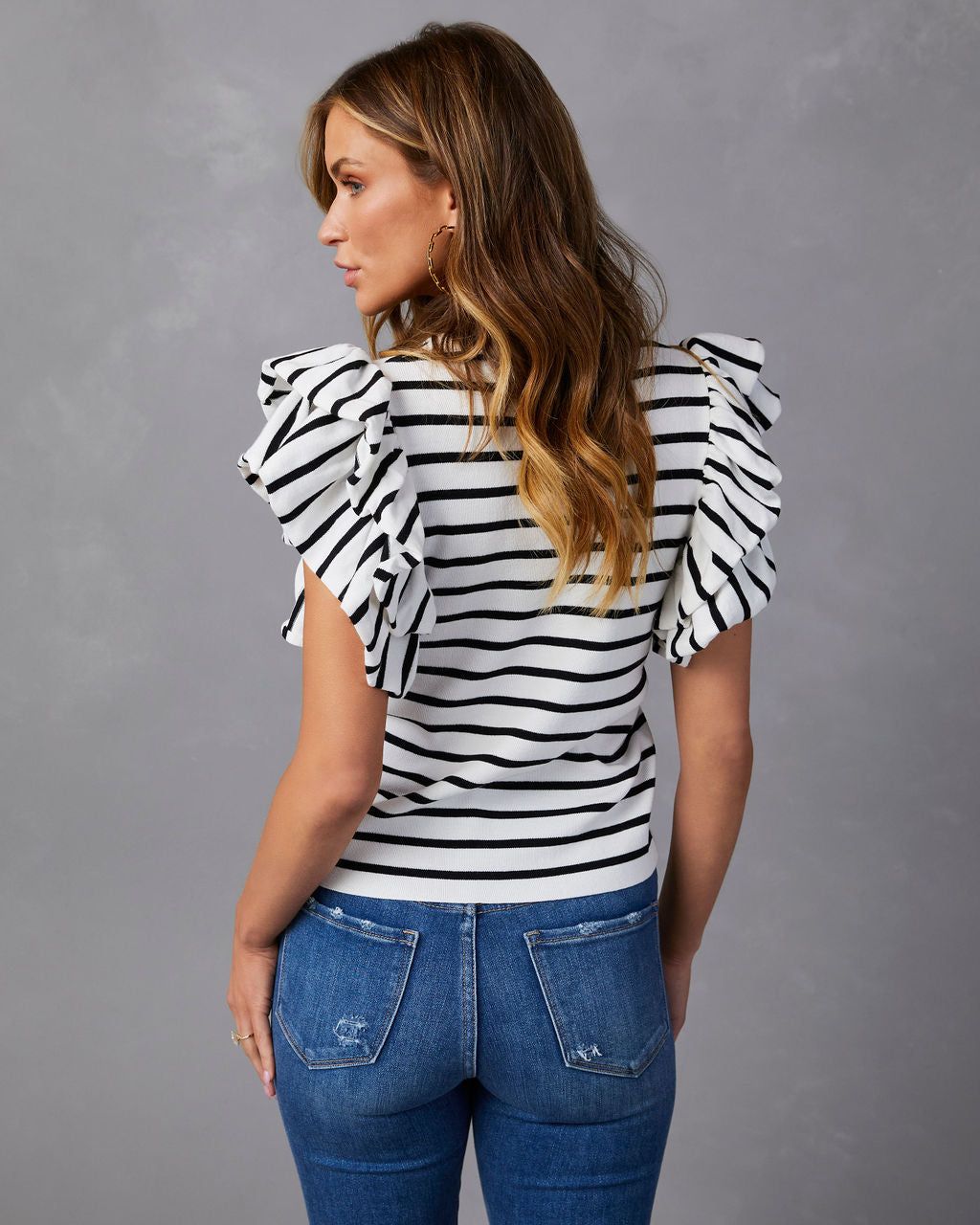 Galen Ruffle Sleeve Striped Top sold by Vici product image thumbnail 2