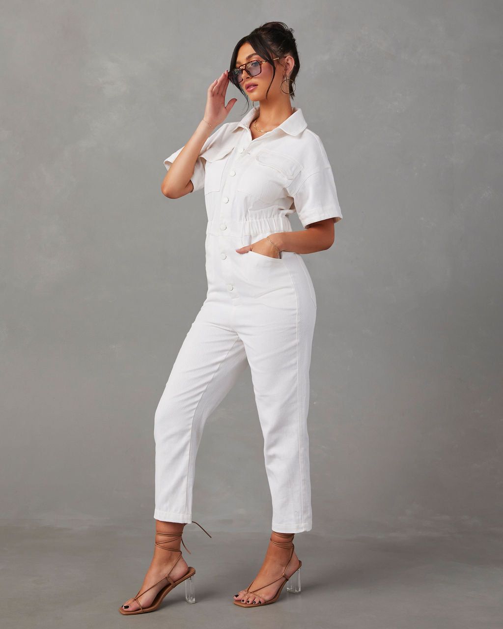 Kaysee Utility Jumpsuit - Ivory - SALE sold by Vici product image thumbnail 5