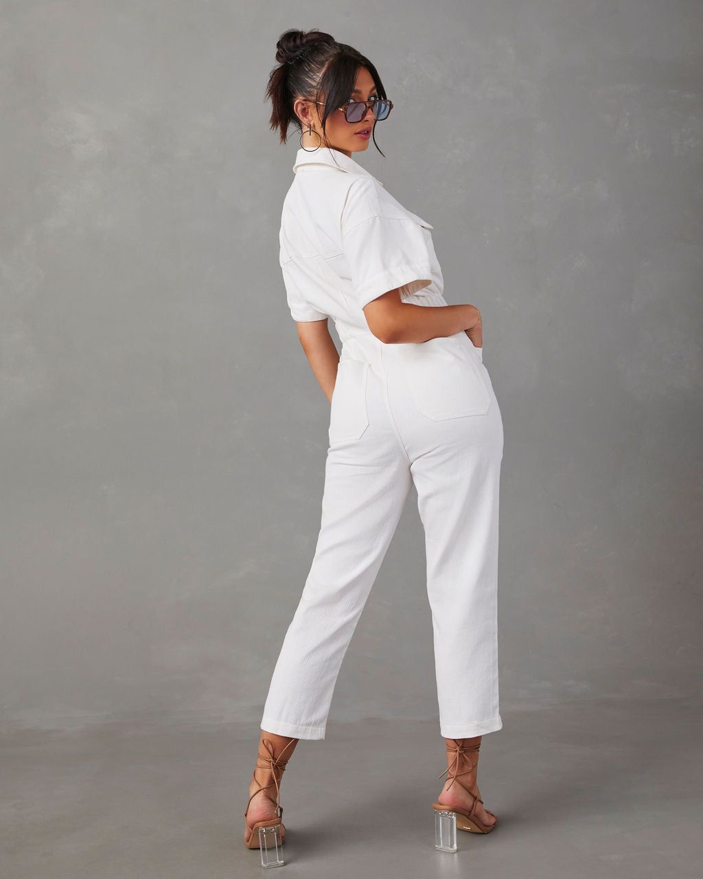 Kaysee Utility Jumpsuit - Ivory - SALE sold by Vici product image thumbnail 4