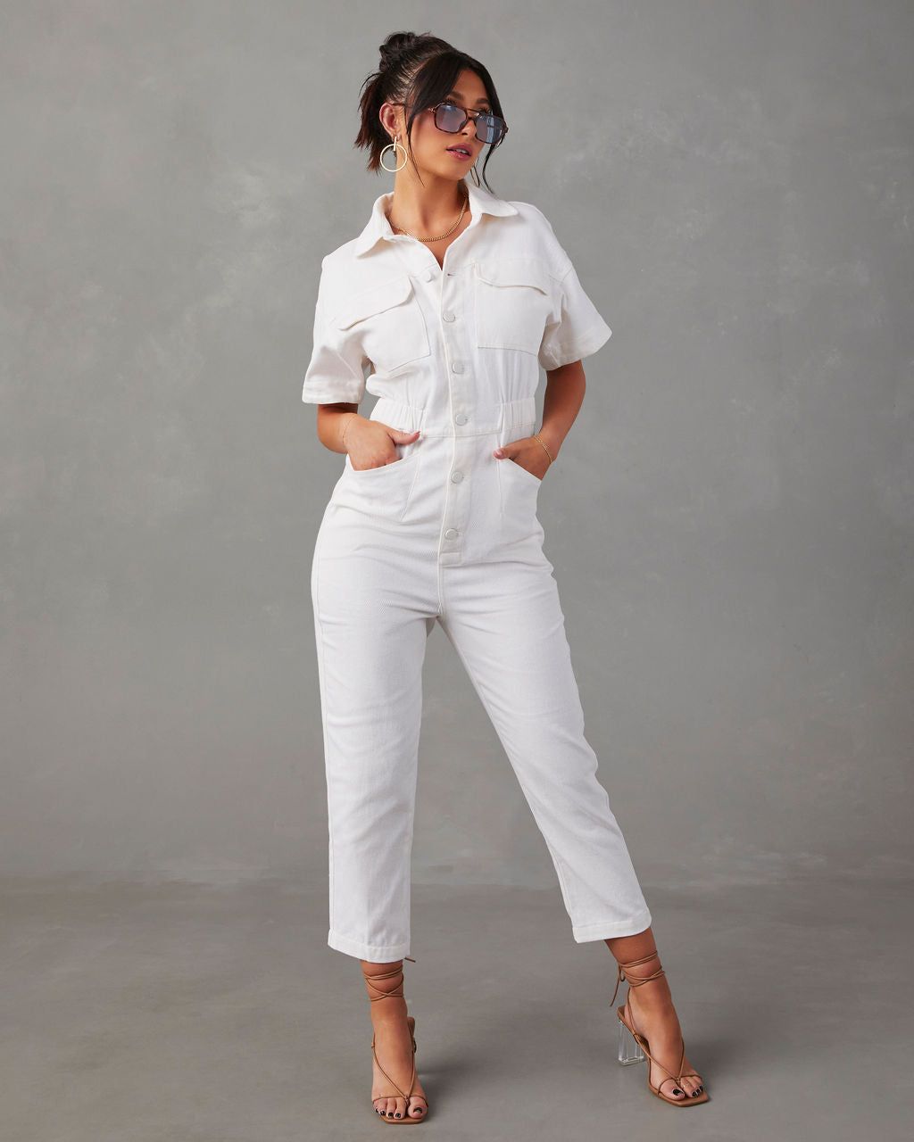 Kaysee Utility Jumpsuit - Ivory - SALE sold by Vici product image thumbnail 3