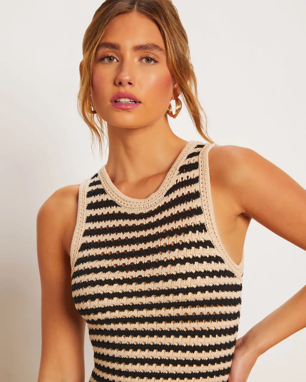 Nellie Striped Crochet Coverup Midi Dress sold by Vici product image thumbnail 4