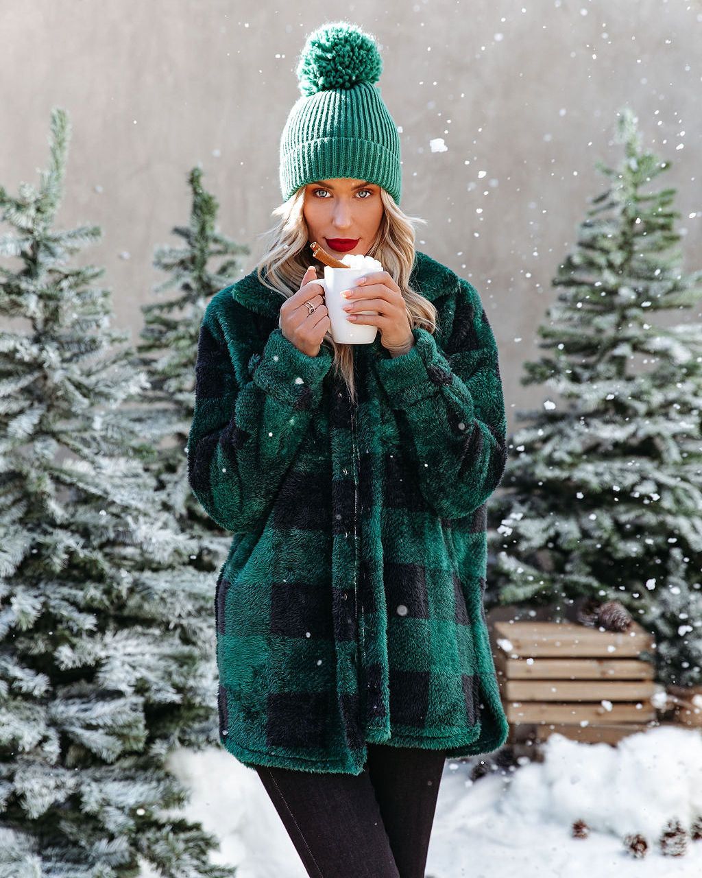 Tauren Fuzzy Checkered Shacket sold by Vici product image thumbnail 2