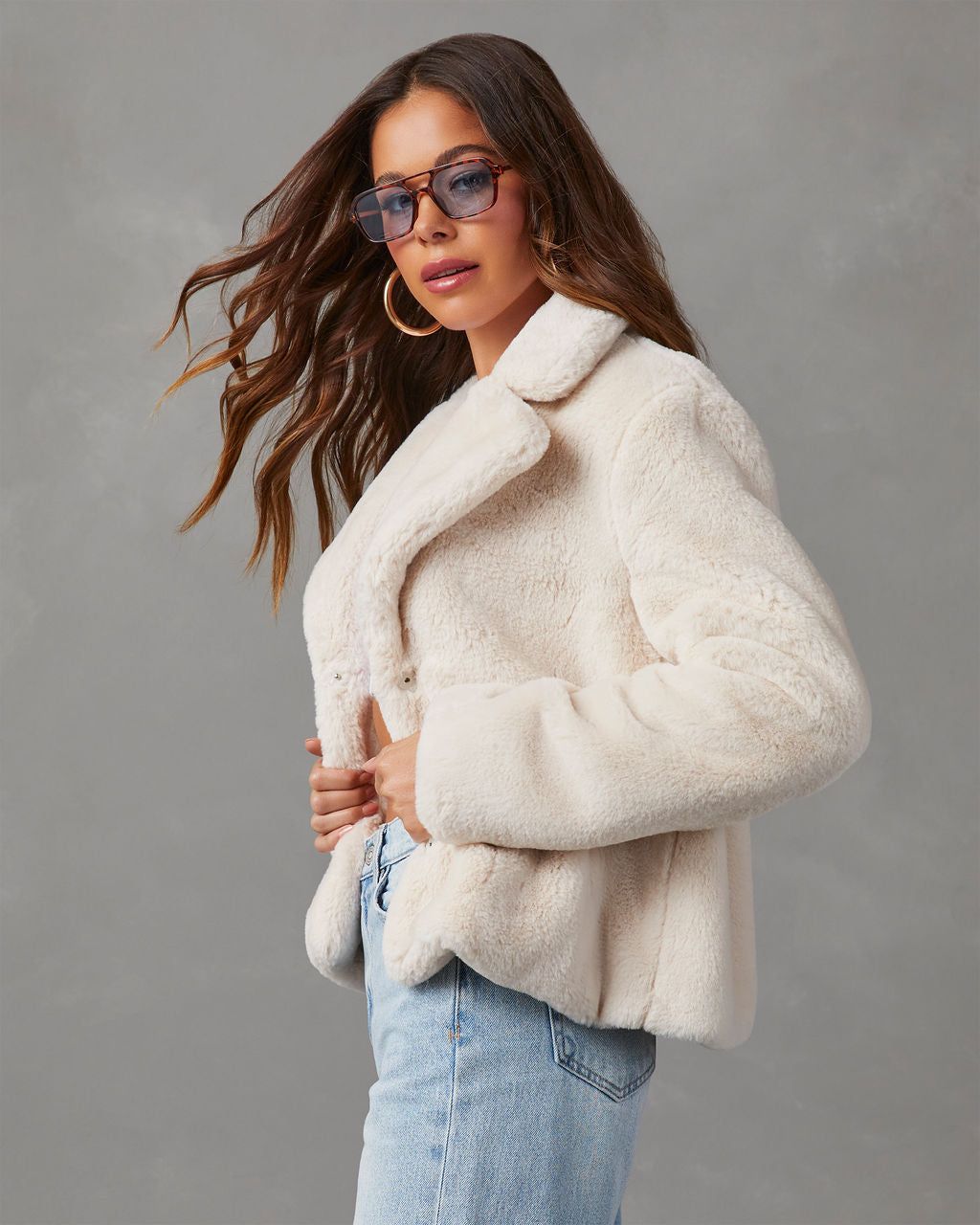 Knock Out Faux Fur Jacket - White sold by Vici product image thumbnail 3