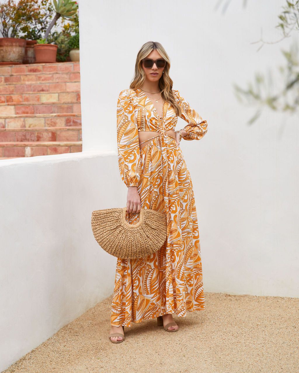 Emilia Printed Cutout Maxi Dress sold by Vici