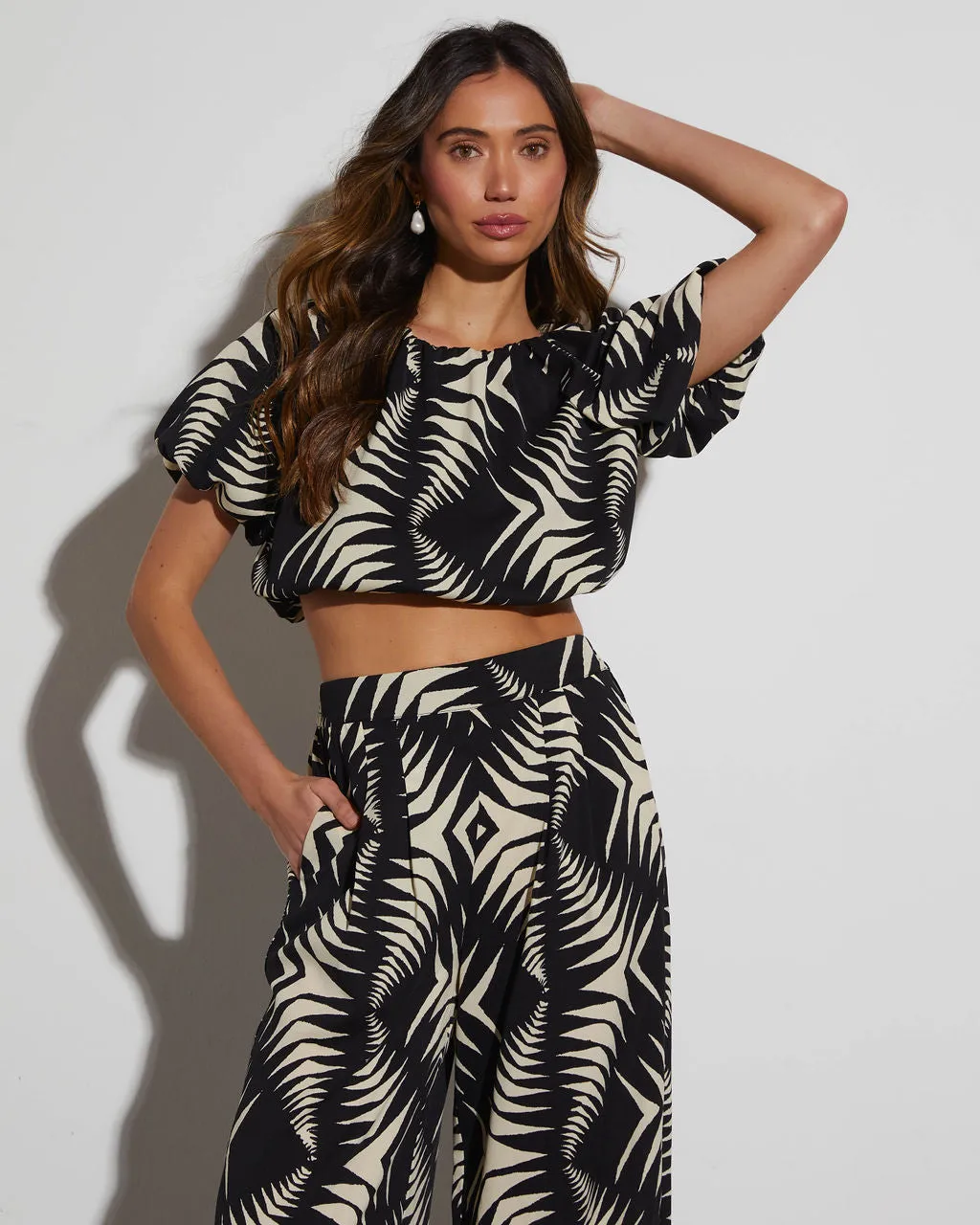 Stay With Me Printed Short Sleeve Top sold by Vici