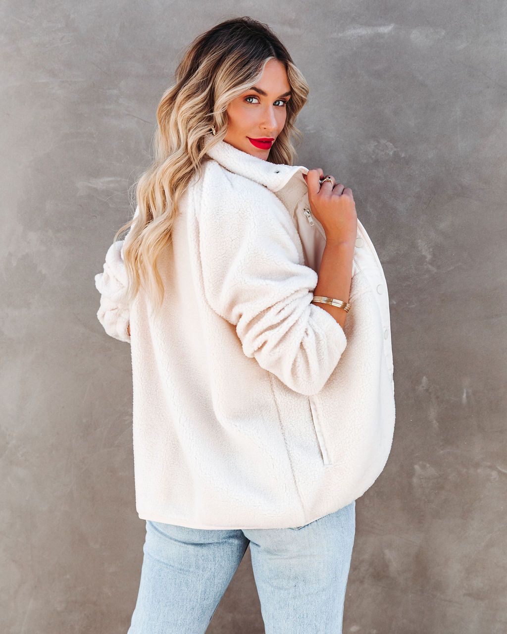 Cabin Pocketed Fleece Jacket - Ivory - FINAL SALE sold by Vici product image thumbnail 2