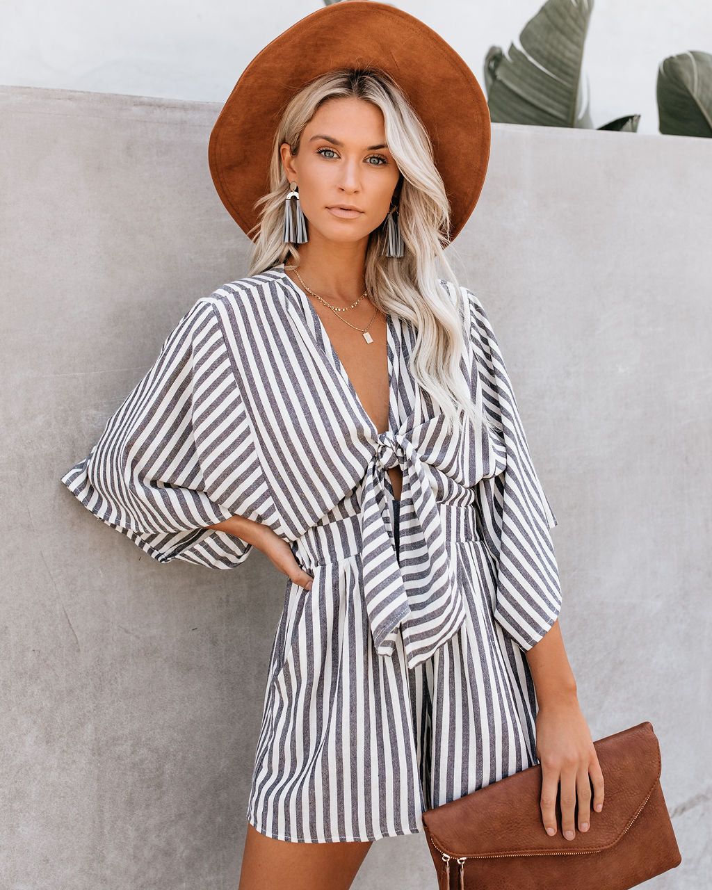 Wind In My Sails Cotton Pocketed Tie Romper - SALE sold by Vici