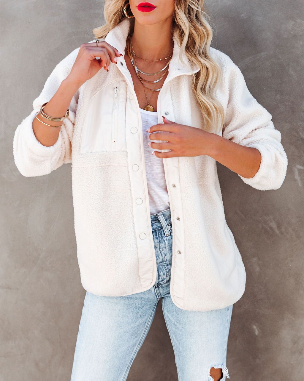 Cabin Pocketed Fleece Jacket - Ivory - FINAL SALE sold by Vici product image thumbnail 7