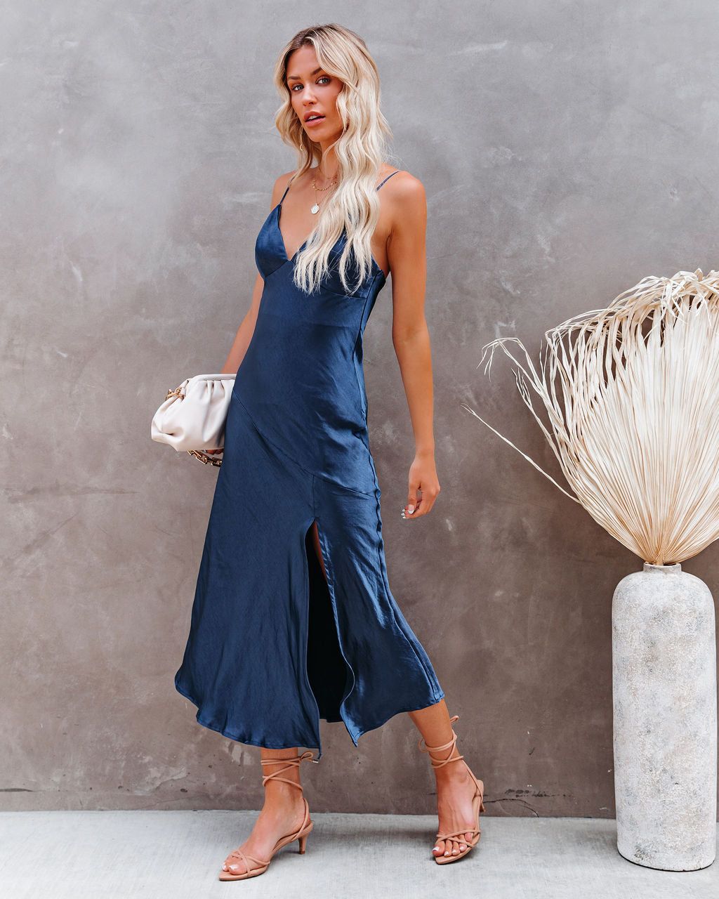 All For You Satin Midi Slip Dress - Navy - FINAL SALE sold by Vici product image thumbnail 5