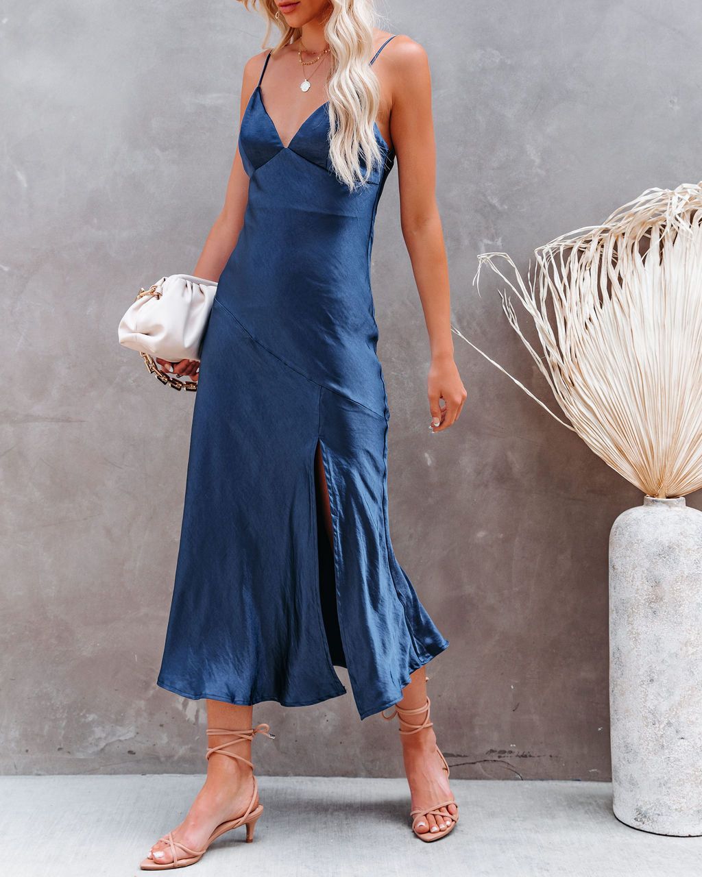 All For You Satin Midi Slip Dress - Navy - FINAL SALE sold by Vici product image thumbnail 3