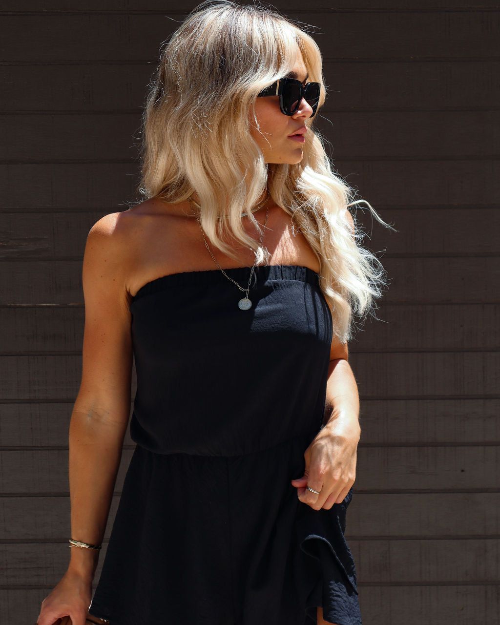 Sydney Strapless Flutter Romper - Black - SALE sold by Vici product image thumbnail 5