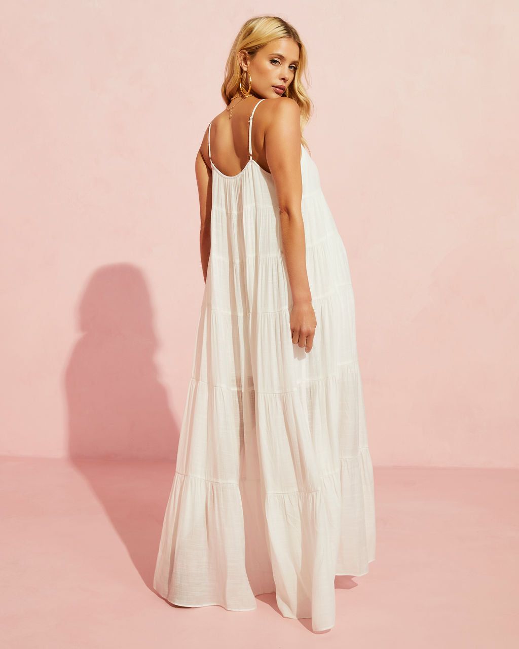 Plume Tiered Maxi Dress - White - FINAL SALE sold by Vici product image thumbnail 2