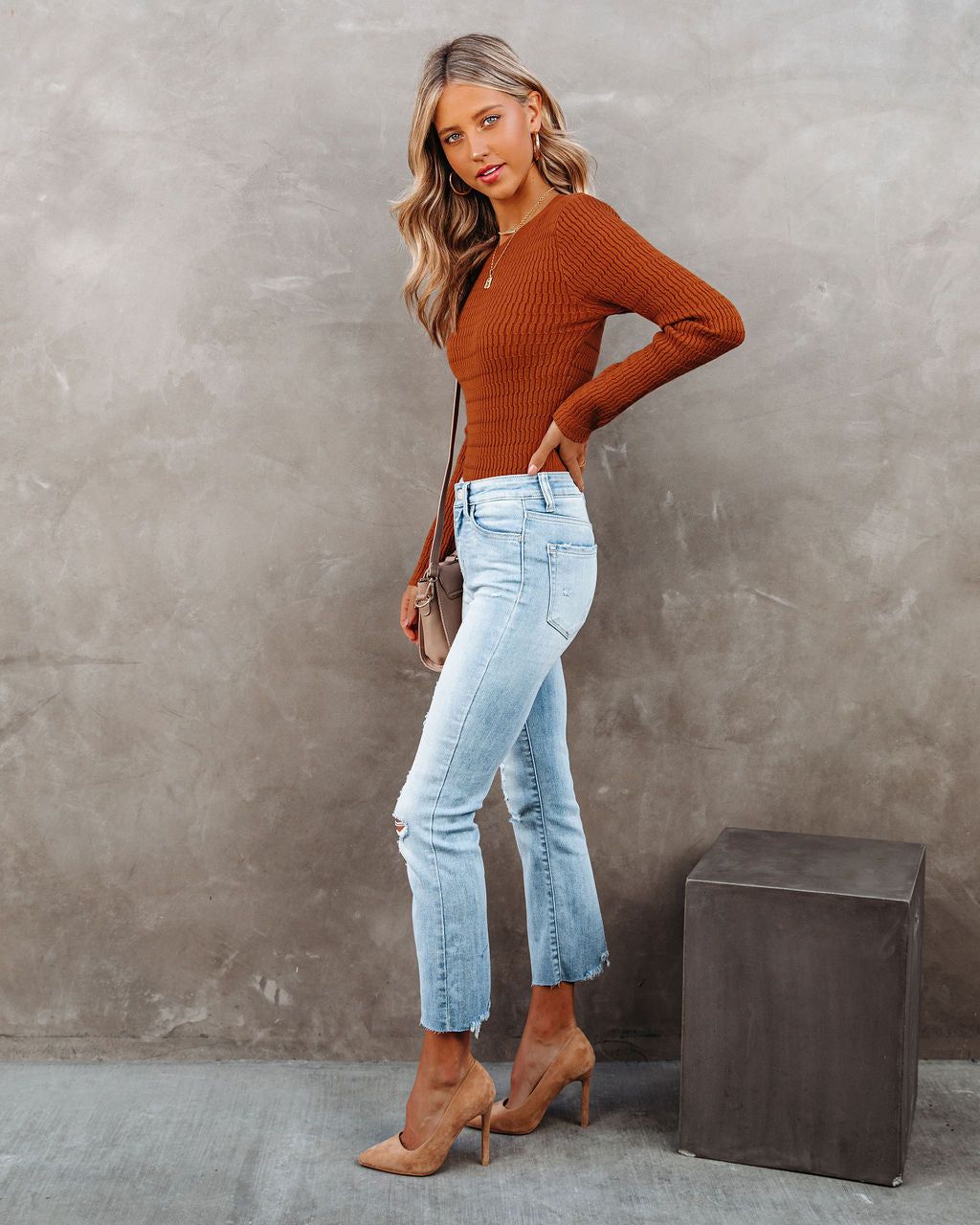 Tango Textured Knit Sweater Top - Caramel - FINAL SALE sold by Vici product image thumbnail 7