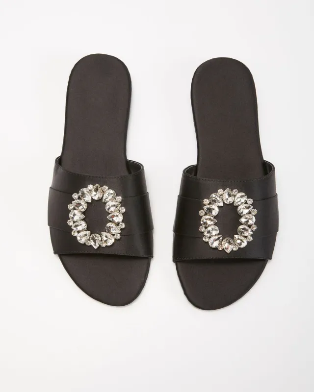 Volpa Rhinestone Slide Sandals made by Vici