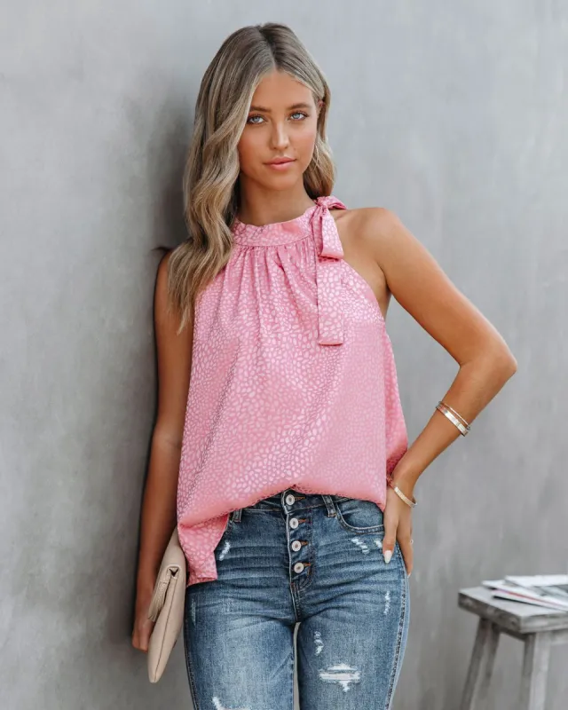 Beltran Satin Embossed Tie Blouse - Rose - FINAL SALE sold by Vici