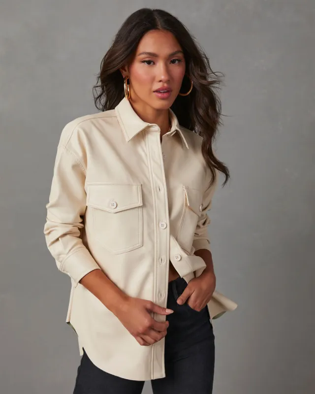 Amused By You Faux Leather Shacket sold by Vici