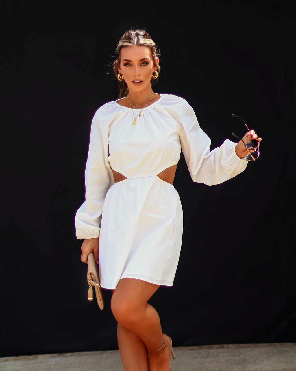 Kristen Cotton Side Cutout Mini Dress - White - FINAL SALE sold by Vici product image thumbnail 4