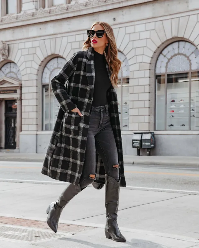 Francesca Plaid Pocketed Coat sold by Vici