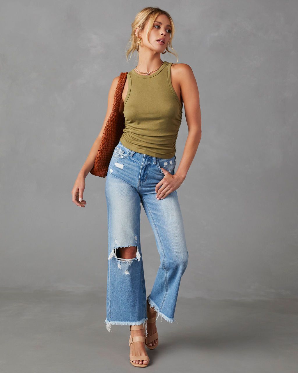 Rory Ruched Tank - Olive - FINAL SALE sold by Vici product image thumbnail 3