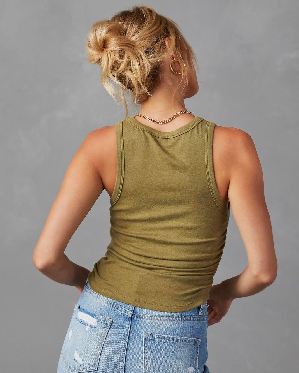 Rory Ruched Tank - Olive - FINAL SALE sold by Vici product image thumbnail 2