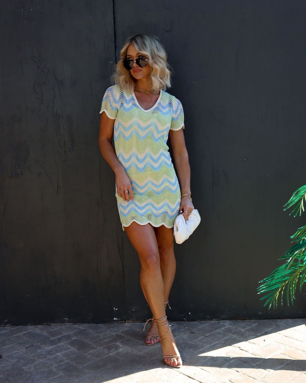 Amalfi Coast Vacays Chevron Knit Mini Dress sold by Vici product image thumbnail 3