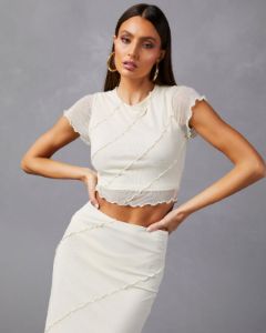 Markella Lettuce Trim Crop Top - Cream - FINAL SALE sold by Vici