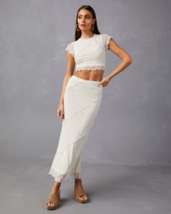Markella Lettuce Trim Crop Top - Cream - FINAL SALE sold by Vici