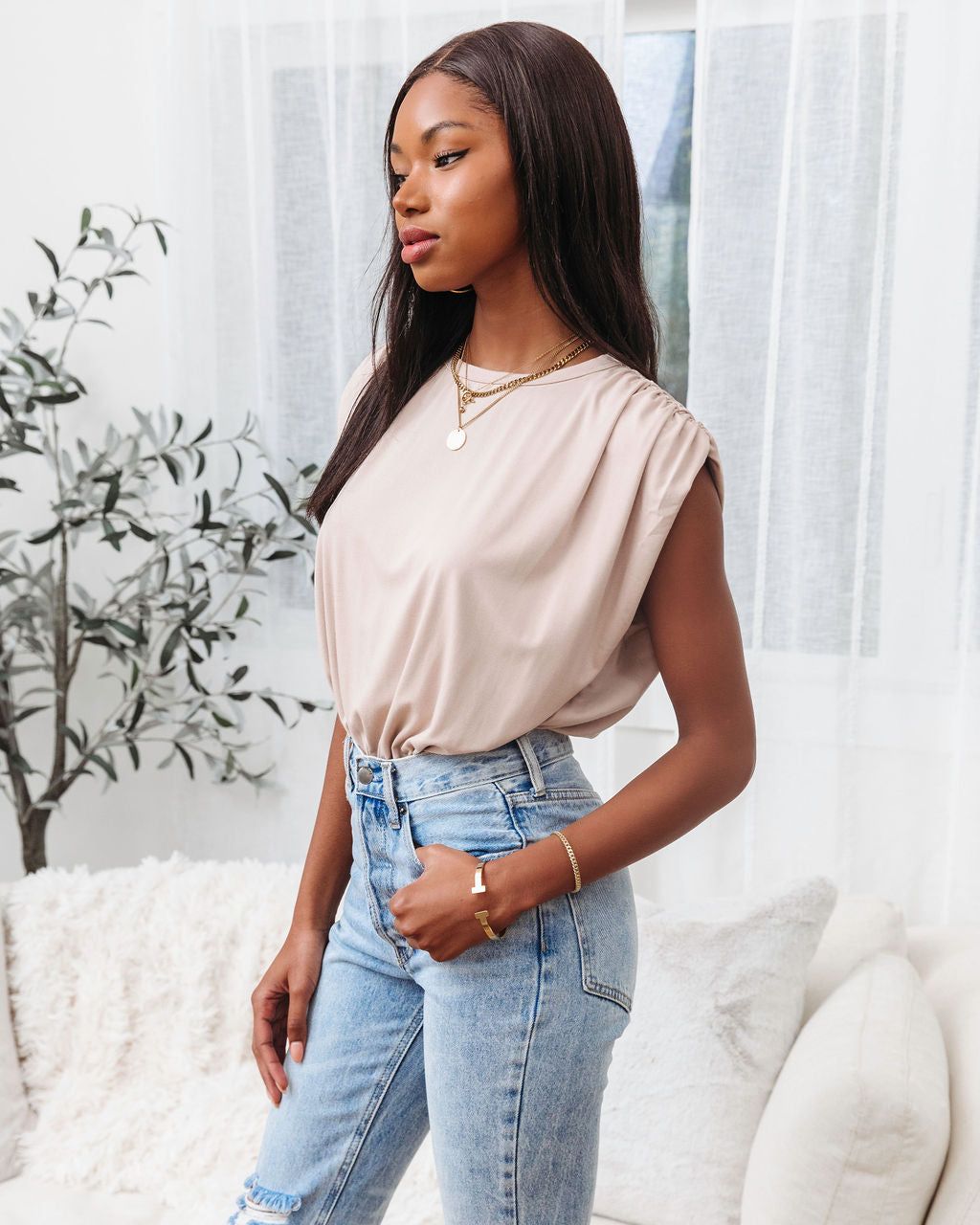 Romi Crew Neck Bodysuit - Light Taupe - SALE sold by Vici product image thumbnail 5