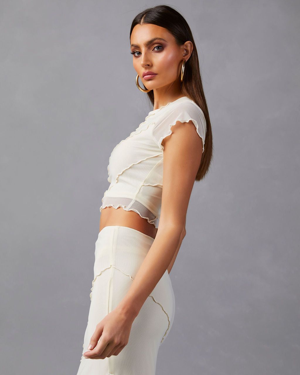 Markella Lettuce Trim Crop Top - Cream - FINAL SALE sold by Vici product image thumbnail 4