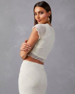 Markella Lettuce Trim Crop Top - Cream - FINAL SALE sold by Vici
