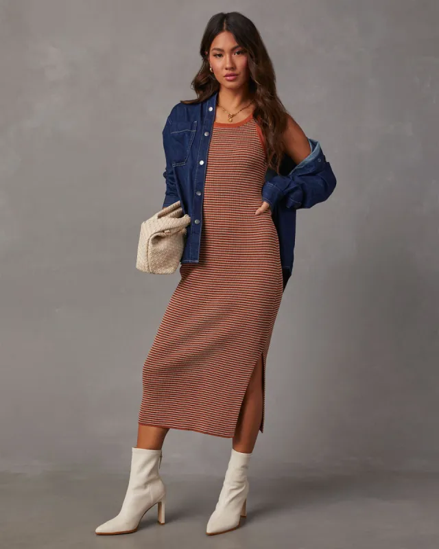 Klariza Sleeveless Ribbed Knit Midi Dress sold by Vici