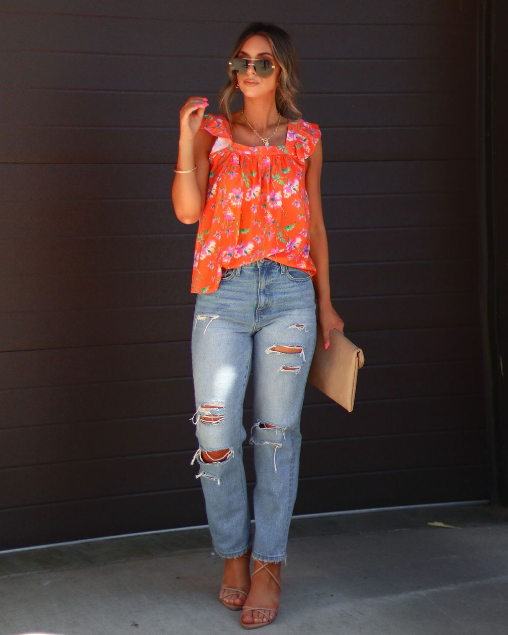 Kali Floral Flutter Sleeve Top - FINAL SALE sold by Vici product image thumbnail 4