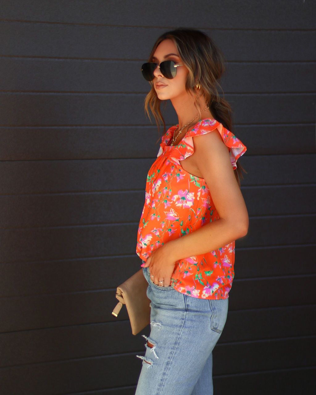 Kali Floral Flutter Sleeve Top - FINAL SALE sold by Vici product image thumbnail 5