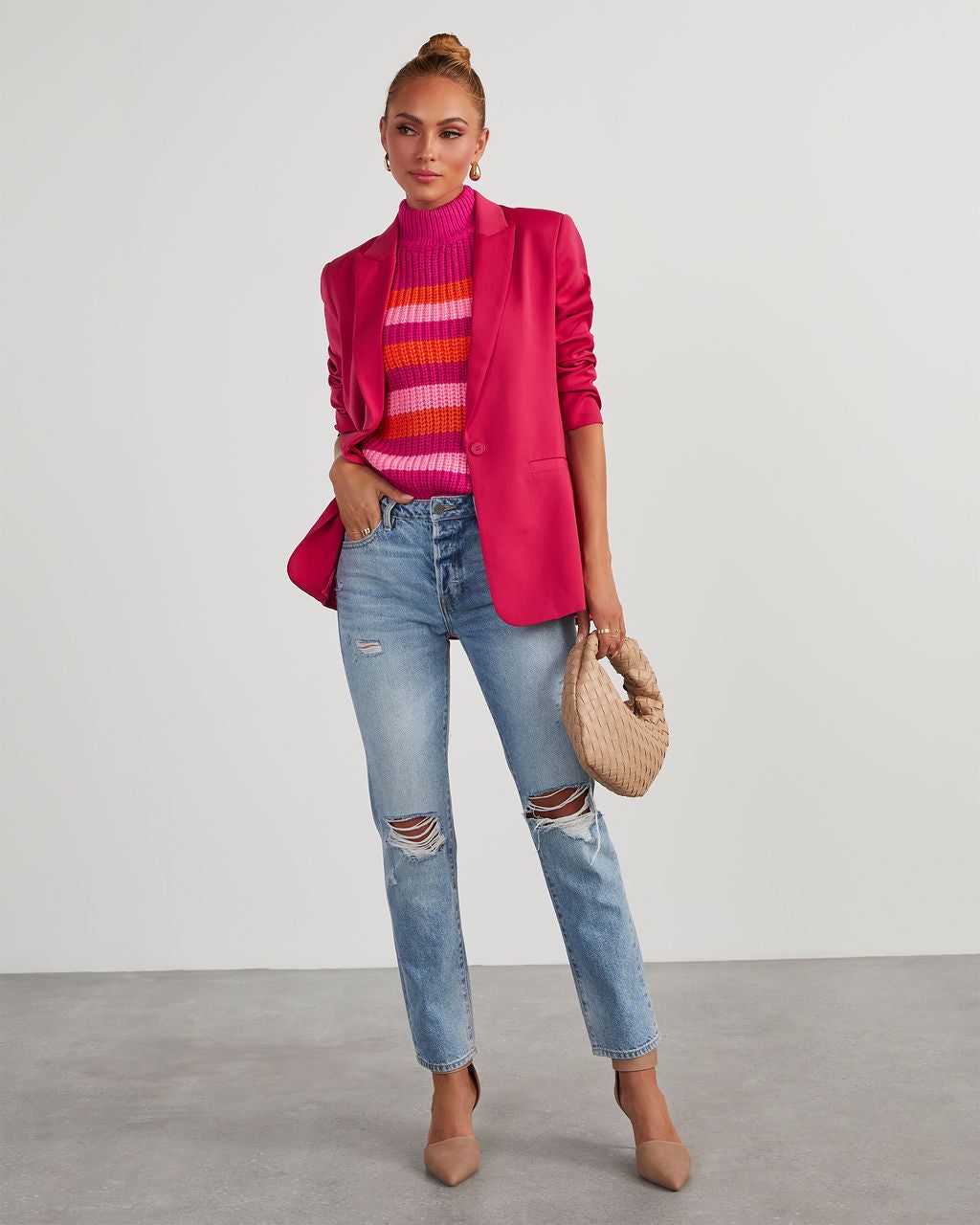 Standards Pocketed Blazer - Berry sold by Vici